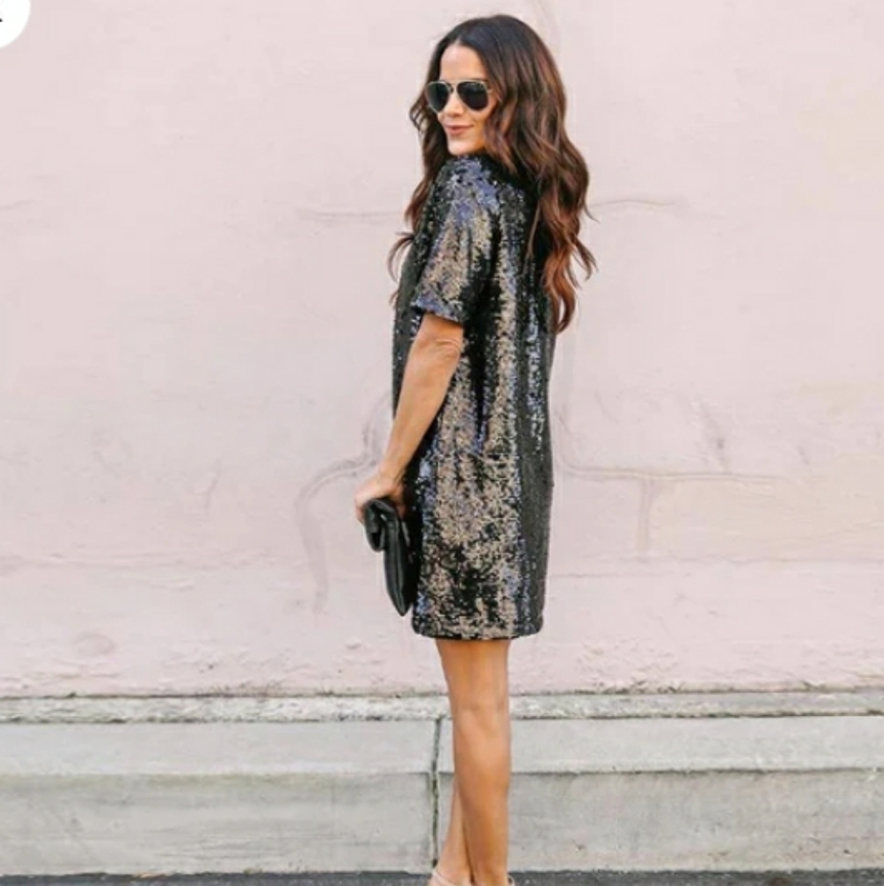 NWT Fame and Partners T-shirt Sequin  mini Dress